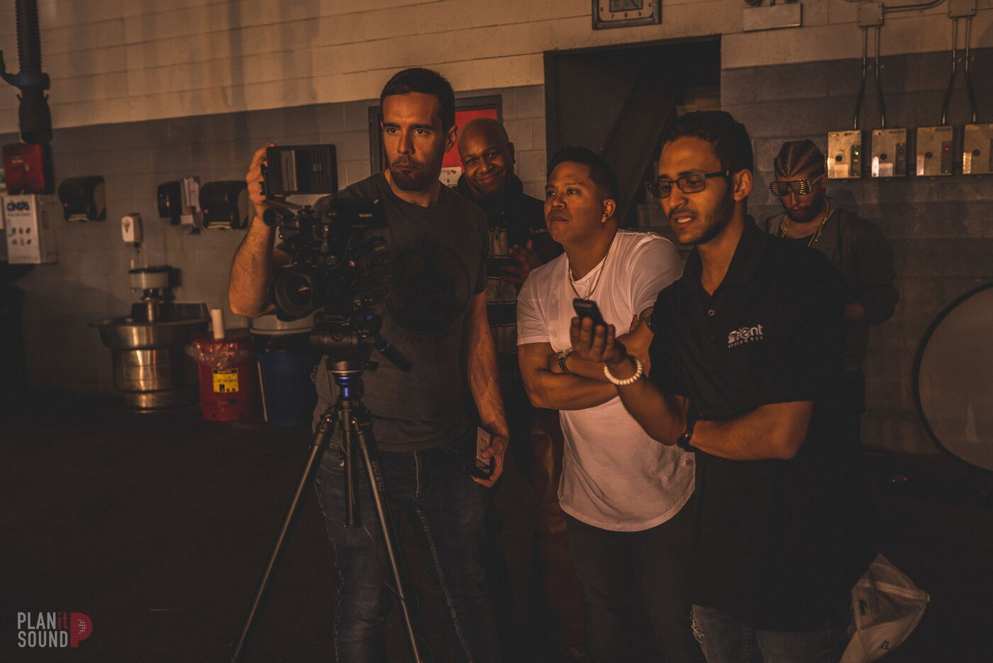 Crew reviewing shot